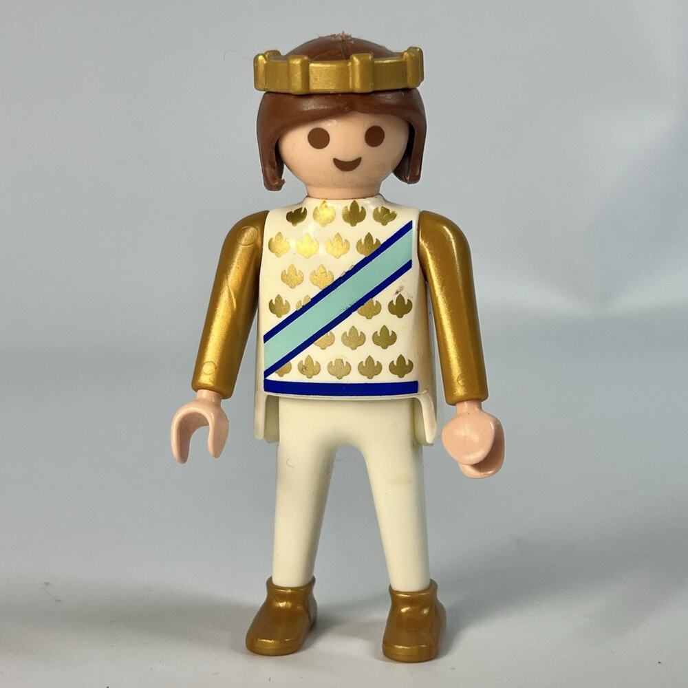 Playmobil Figure Man Fairytale Castle Prince Gold Light Blue Uniform